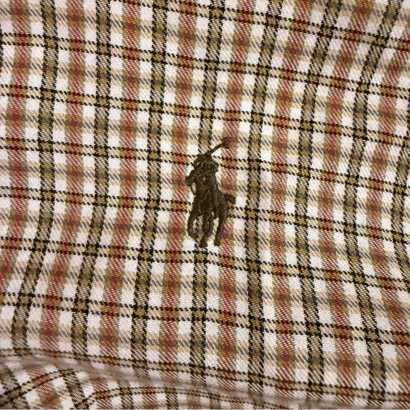 Ralph Lauren Tan Checkered Button Down Shirt - Picture 4 of 5
